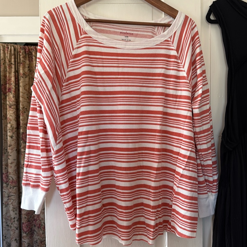 SUNDANCE Scoop Neck Stripes Thermal loose fitting Tee Shirt XL